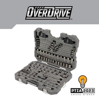 CRAFTSMAN OVERDRIVE 121-Piece Gunmetal Chrome Mechanics Tool Set, Standard SAE/Metric Socket Set, with Hard Case (CMMT99121L)