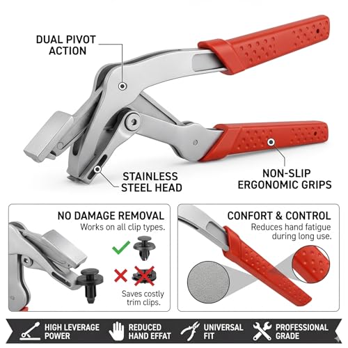 Car Clip Pliers, 2026 New Professional Auto Clip Removal Pliers | Panel Clip Removal Tool for Auto Door Panel, Upholstery & Dashboard, Universal Fastener Remover for Most Vehicles