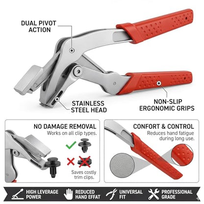 Car Clip Pliers, 2026 New Professional Auto Clip Removal Pliers | Panel Clip Removal Tool for Auto Door Panel, Upholstery & Dashboard, Universal Fastener Remover for Most Vehicles