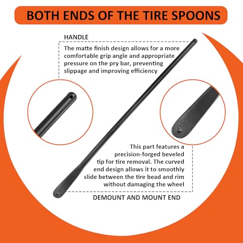 YATOINTO 2PCS 30" Tire Bars for Semi Tires, Tire Mount and Demount Iron, Tire Spoons for Changing Tires, Tire Removal Tool for Tubeless Tires – Heavy Duty 30in x 3/4in, Black - size: 30IN