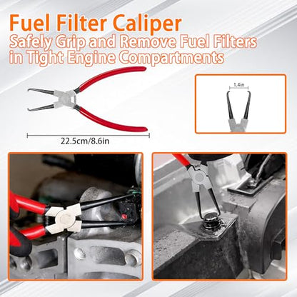 8-Piece Fuel Line Disconnect Tool Set with Hose Clamp Pliers, Relay Puller, Panel Clip, Trim Clip & Push Pin Removal Tools for Automotive Repair