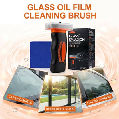 Glass Cleaner for Car Windshield - Oil Film Remover, Glass Emulsion Cleaner Kit with Microfiber Towel, Car Window Cleaner Removes Road Film Water Spots, Windshield Glass Guard Protection (100g)