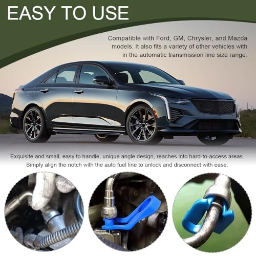 7PCS Fuel Line Disconnect Tool Set, Fuel Line Removal Tool, 1/4 5/16 3/8 1/2 5/8 3/4 7/8 Inch Quick Disconnect Kit, Transmission Oil Cooler Line Removal Kit Compatible with Most Vehicles