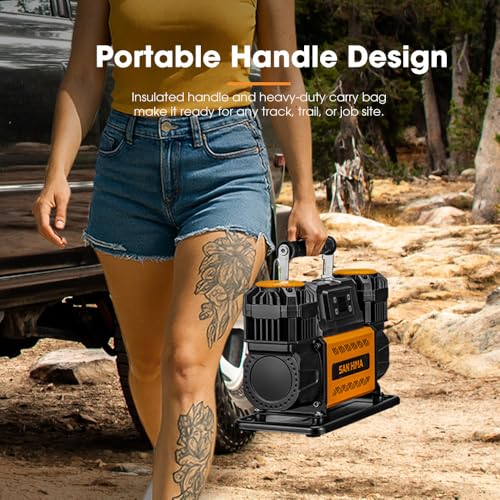 SanHima 12V Air Compressor, 150 PS Dual Cylinder Portable Tire Inflator - size: 12.36 CFM