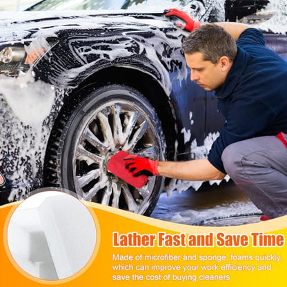 Riakrum 32 Pcs Microfiber Applicator Pads Soft Microfiber Foam Buffing Car Detailing Pads for Wax Ceramic Coating Polish Reusable Car Wash Sponge Tire Shine Applicator(Yellow,Grey,Blue,red) - color: Yellow,grey,blue,red