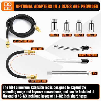 Cylinder Leak Down Tester Kit with Extension Rod for Gasoline Engines – Automotive Compression Leakage Tester for Cars, Trucks, Motorcycles, Pressure Check, Leakage Rate Test