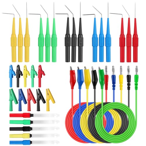 Back Probe Kit – 35PCS Automotive Test Leads Set with Storage Box,5 Large Alligator Clips,5 Wire Piercing Probes,Flexible Multi-Angle Needles for Multimeter & Automotive Diagnostics