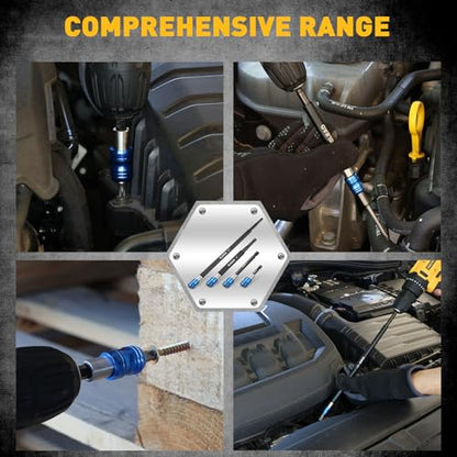 4-Piece 2", 4", 6", 12" Drill Bit Extension Set, Magnetic Screwdriver Bit Holder Extender with Aluminum Sleeve, 1/4 Inch Hex Shank Quick Release Extension Adapter, Durable CR-V Steel - style: 2"&4"&6"&12" Multi-Size
