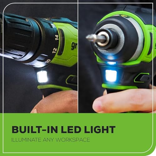 Greenworks 24V Brushless 3 pcs Cordless Power Tool Combo Kit, include Drill Driver, Angle Grinder, Impact Driver, 1 x 4Ah Batteries, 1 x 2Ah Batteries and 1× 2A Charger - size: 3PCS Combo Kits(Drill+Driver+Angle Grinder)