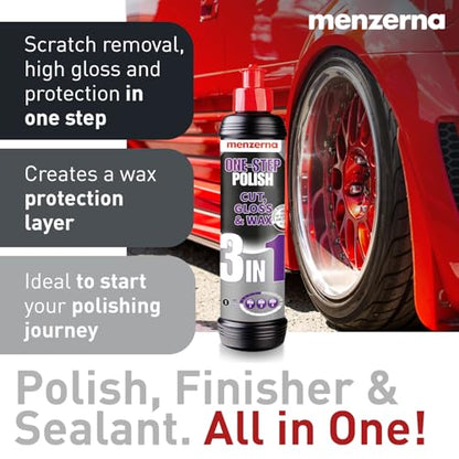 menzerna 3in1 Polishing Set – One-Step Polish (8oz) + Drill Machine Adapter + Medium Cut Pad | Polish Your Car with a Cordless Drill - style: Adapter Set