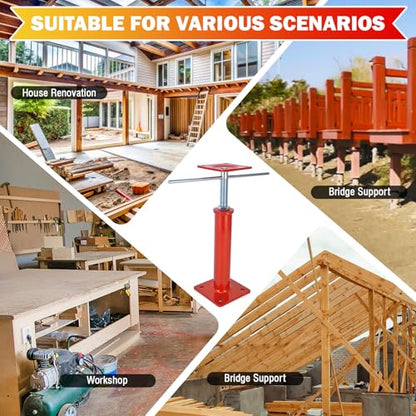 4 Pack House Jacks for Leveling, 11-16 in Crawlspace Support Posts | 4-Pack support set - For crawlspaces, basements, floor joists and beams; includes 4 jack posts and 2 adjustment rods