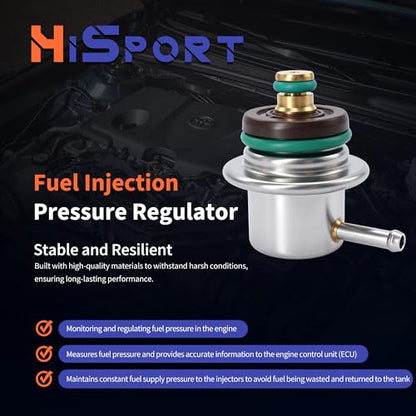 HiSport Fuel Injection Pressure Regulator - 3.0Bar, Replaces PR351, Compatible with Ford E-150/E-250/E-350/E-450/Excursion/Expedition/Explorer/F-150/F-250 Super Duty/F-350 Super Duty - size: HSFPR968AA