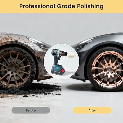 6 Pcs Polishing Wheel Kit with 1/4" Hex Shafts for Drill, Polisher - Fits Electric & Pneumatic Tools for Metal, Wood, Jewelry, Glass, Ceramic Surface Car Polishing