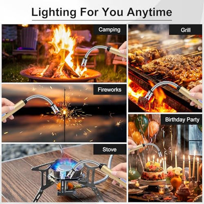 LcFun 3 Pack Candle Lighter USB C Rechargeable Electric Lighters with 360° Flexible Neck & Safety Lock, Windproof Lighters Long Stem Matches for Candle, Grill, BBQ, Stoves(Black,Pink,Gold) - color: Black & Pink & Gold