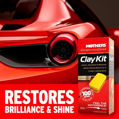 Mothers California Gold Clay Kit, 1 100-gram Clay Bar (07241) | Removes Contaminants, Restores Brilliance & Smoothness of Paint, Chrome, Glass & Plastics - style: 1 bar