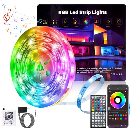 Ledagic Led Lights for Bedroom 48ft Color Changing RGB Led Strip Lights, DIY Music Sync Led Light Strip with Remote and App Control, Dimmable Led Lights for Room Party Home Cool Things (1 * 48ft)
