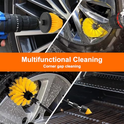 Linkstyle Car Wheel Drill Polishing Pads Kit, 5PCS Foam Buffing Cone, 3PCS Drill Brush Cleaning Attachments, 1/4" Hex Extension Holder, for Car Rims, Exhaust Tips, Metal, Motorcycle