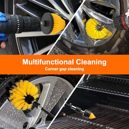 Linkstyle Car Wheel Drill Polishing Pads Kit, 5PCS Foam Buffing Cone, 3PCS Drill Brush Cleaning Attachments, 1/4" Hex Extension Holder, for Car Rims, Exhaust Tips, Metal, Motorcycle