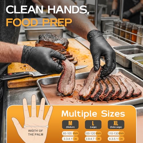 HEAVY DUTY 6 Mil Nitrile Gloves Disposable Latex Free Black Rubber Mechanic Tattoo Cleaning Cooking Gloves 1000PCs - color: Black-100, size: X-Large