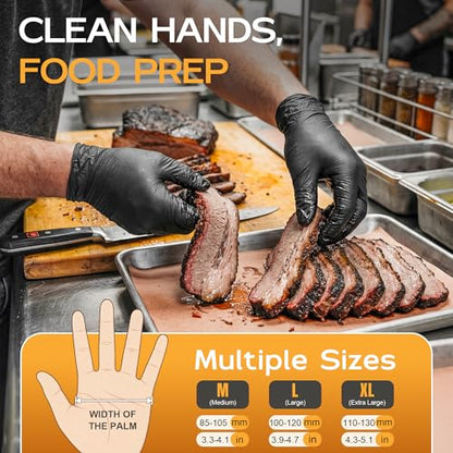 HEAVY DUTY 6 Mil Nitrile Gloves Disposable Latex Free Black Rubber Mechanic Tattoo Cleaning Cooking Gloves 1000PCs - color: Black-100, size: X-Large