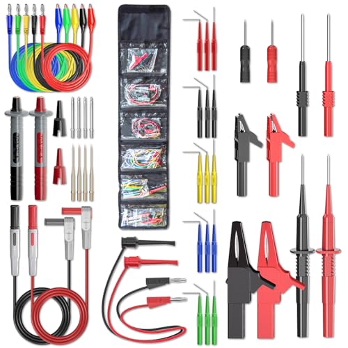 Goupchn Multimeter Test Leads Kit with Replaceable Probes Set, Banana Plug to Test Hook Leads, Alligator Clips and Wire Piercing Probes for Electrical Testing, Automotive Diagnostic - style: 47PCS