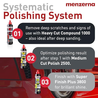 menzerna Polishing Set 8oz – HCC1000, MCC2500 & 3800 | 3-Step System for Scratch Removal, Swirl Elimination & Mirror-Like Finish - color: Polishing Set 8oz