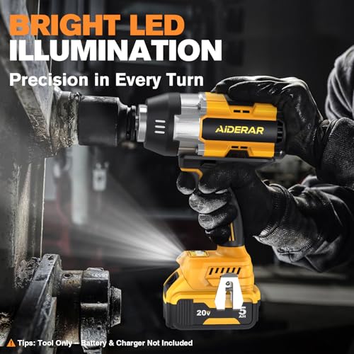 Impact Wrench for DeWalt Battery, 1697Ft-Lbs (2300N.m) Impact Driver, 1/2" Impact Gun 5-Speed High Torque Power Tool for Tire Removal, Rusted Bolts, Heavy Equipment(No Battery) - color: Yellow+1697ft-lbs