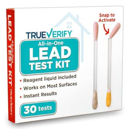 Lead Test Kit for Paint, Metal, Dishes, and Ceramics - 30 Testing Swabs | Contains Reagent Liquid, at-Home Lead Detector for Most Surfaces - Lead Sample Included for Confirmation