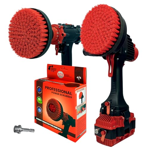 Premium Drill Brush Professional– 2in1 for Drill & Angle Grinder Stiff 6 in Red | Scratch-Free Outdoor Cleaning Brush for Patio Bricks, Lawn Mowers, Car Wheels, Pool Tiles and Boat Hulls - color: Red