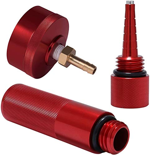 Upgrade Extended Run Fuel Gas Cap, Mess Free Oil Change Funnel & Magnetic Oil Dipstick Aluminum for Honda EU1000i EU2000i EU3000i Handi Generators | Red | 4 PACK
