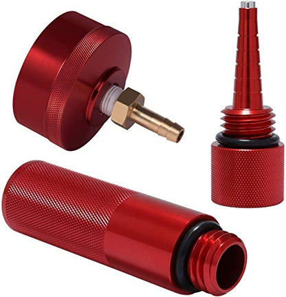 Upgrade Extended Run Fuel Gas Cap, Mess Free Oil Change Funnel & Magnetic Oil Dipstick Aluminum for Honda EU1000i EU2000i EU3000i Handi Generators | Red | 4 PACK
