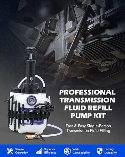 Orion Motor Tech Transmission Fluid Pump, 3L Transmission Filler Pump with 12pc ATF Aluminum Adapters, Manual Transmission Fluid Transfer Pump with Pressure Gauge, Transmission Dispenser Oil Pump Tool