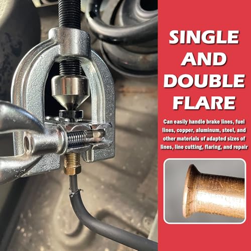 Brake Line Flaring Tool Kit,Single & Double Brake Flare Tool Kit Includes Adapters,Flare Cone,Flares Rod,Tube Cutter,Universal Brakes Line Flares Tools Kits for Cars,SUVs,Trucks