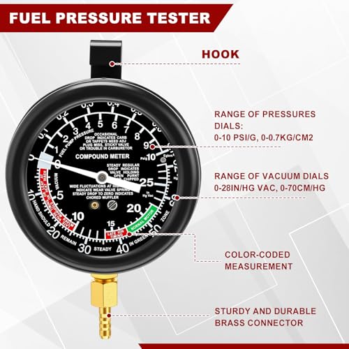 Sabary 12V Digital Timing Light with Tachometer & Advance Angle Inductive Ignition Timing Light Gun Vacuum and Fuel Pump Tester Gauge Leak Pressure Diagnostics Gauge for Car, Motorcycle, Marine