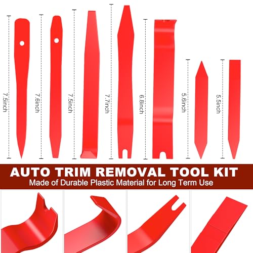 10 Pcs Car Trim Removal Tool Kit with Non-Scratch Plastic Pry Tool and Auto Clip Pliers, Automotive Car Trim Rivet Clip Removal Tool for Door Panel Dashboard Body Repair Kit - Red - color: Red
