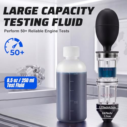 Xuhal Dual Chamber Head Gasket Tester Kit, 8.5oz Testing Fluid Combustion Leak Test Kit for Gas Diesel Engine Car Truck Color Change Indicator