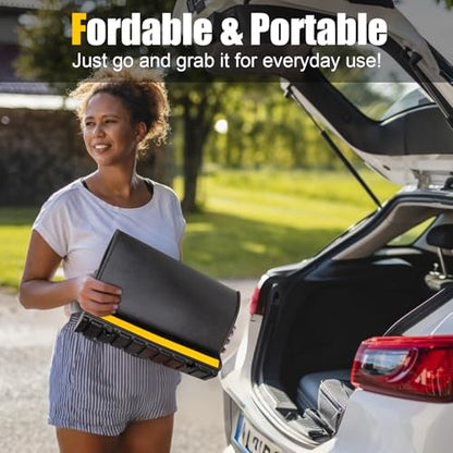 Rubber Garage Parking Mat 17.6 * 23.6 * 2.8" Heavy Duty Wheel Stoppers Anti-Slip Black Parking Aids Automotive Wheel Stabilizer 2 Packs