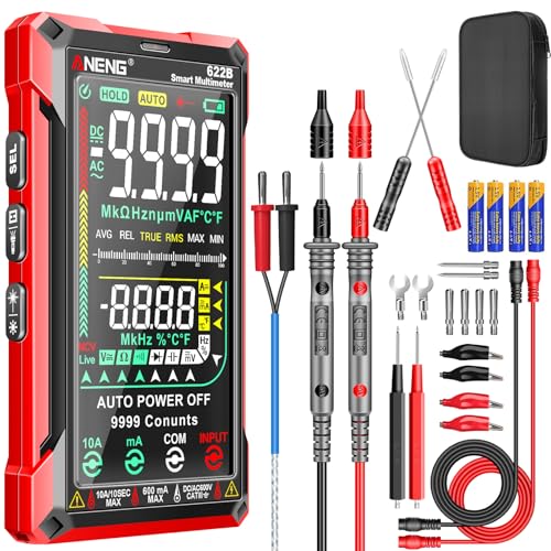ANENG Digital Multimeter Tester TRMS 9999Counts Smart Auto-Ranging Anti-Burning Ohm Amp Voltmeter with NCV,DC/AC Current,Voltage,Resistance Diodes,Continuity,Capacitance,Temperature - style: 622B 9999Counts