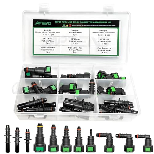 Fuel Line Repair Kit, 30pcs Fuel Line Quick Connect Assortment Kit | 11 Sizes Quick Release Fuel Connector Straight Elbow Pipe Connector Fittings SAE 6.3mm to 11.8mm，Nylon Fuel Line Connectors - color: 30PCS Fuel Line Quick Connector Assortment Kit