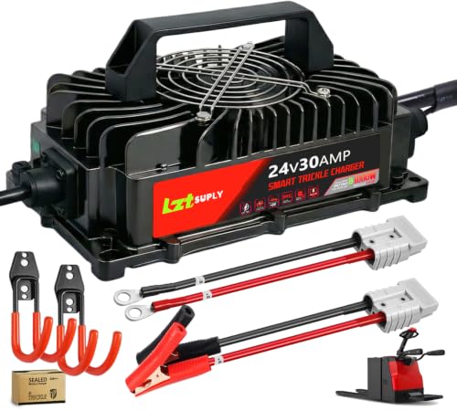 29.2V 30A Battery Charger, 24V LiFePO4 Lithium Battery Charger 0V Battery Rescue Smart Trickle Charger with 50A Anderson and Alligator Clip for Forklift RV Boat Trolling Sicorssors Lift and Lawn Mower - color: 1000w 24V 30A Lithium Charger-Black