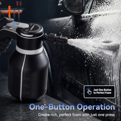 Electric Foam Sprayer, 2L/68oz Portable, Rechargeable Cordless | Automatic Foam Sprayer, One Button Operation, Leak Resistant, Easy to Clean, for Car Wash Detailing, Garden, Home Cleaning