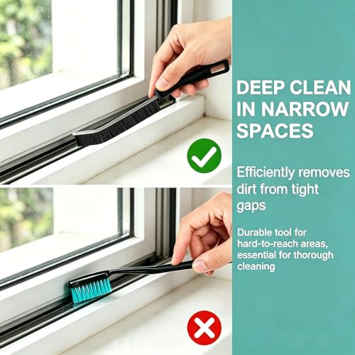 Hard Bristle Crevice Cleaning Thin Brush Set,Deep Cleaning Small Spaces 3pc | Crevice Gap Cleaning for Bathroom Kitchen Upholstery Window Track Tiles Door Slots Car Household Blind Sink Bathtub Baseboard