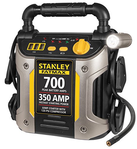 Stanley J7CS 700 Peak Amp Automotive Jump Starter, Portable Power – Triple 15W USB Ports, 120 PSI Air Compressor - size: 700 Amps