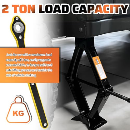 2 Ton Scissor Jack for Car Set Heavy Duty,Portable Car Jack Kit Includes Scissor Jacks Handle/Lug Wrench/Lug Nut Socket,Professional Cars Emergency Kits Tire Jacks Kit for Cars