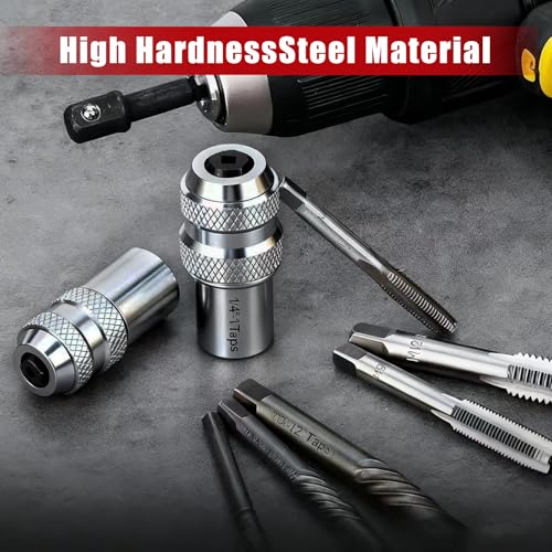 2-Pack Ratcheting Tap Socket Set - 3/8" Drive Adjustable Jaws for Tight Spaces, Chrome-Molybdenum Steel Tap Wrench Compatible with #6-1/2" Taps, Reamers & Screw Extractors