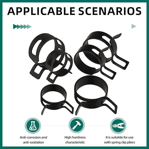 227pcs 6-38mm Spring Band Hose Clamp Assortment Kit with Swivel Flat Band Fuel Hose Clamp Plier,28 Sizes Spring Hose Clip Fuel Line Silicone Vacuum Hose Pipe Clamp, Air Hose Tube Water Pipe Fasteners