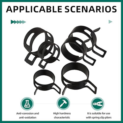 227pcs 6-38mm Spring Band Hose Clamp Assortment Kit with Swivel Flat Band Fuel Hose Clamp Plier,28 Sizes Spring Hose Clip Fuel Line Silicone Vacuum Hose Pipe Clamp, Air Hose Tube Water Pipe Fasteners