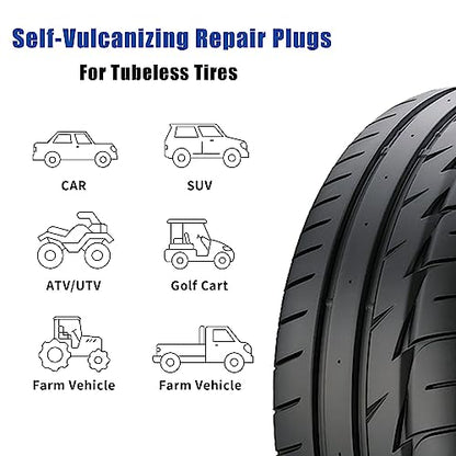 30pcs 4" Tire Plugs Heavy Duty.Tire Repair Plugs（Black） | Tire Plugs for Puncture Repair are Suitable for Tubeless Tires Car, Light Truck, Motorcycle, ATV, UTV. etc.… - style: Tire Plugs (30PCS)