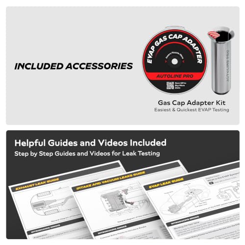 AutoLine Pro HyperSmoke™ Automotive Smoke Machine EVAP Vacuum Leak Tester – Adjustable Pressure – OEM Approved Smoke Fluid – Built-in Air Compressor Motor – Includes Gas Cap Adapter for EVAP Leaks. - style: + EVAP GasCap