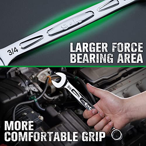 SK Combination Wrench Set, SAE 5/16" to 3/4", 11-Piece, SuperKrome Finish, Premium CR-V Construction, with Rolling Pouch - size: SAE
